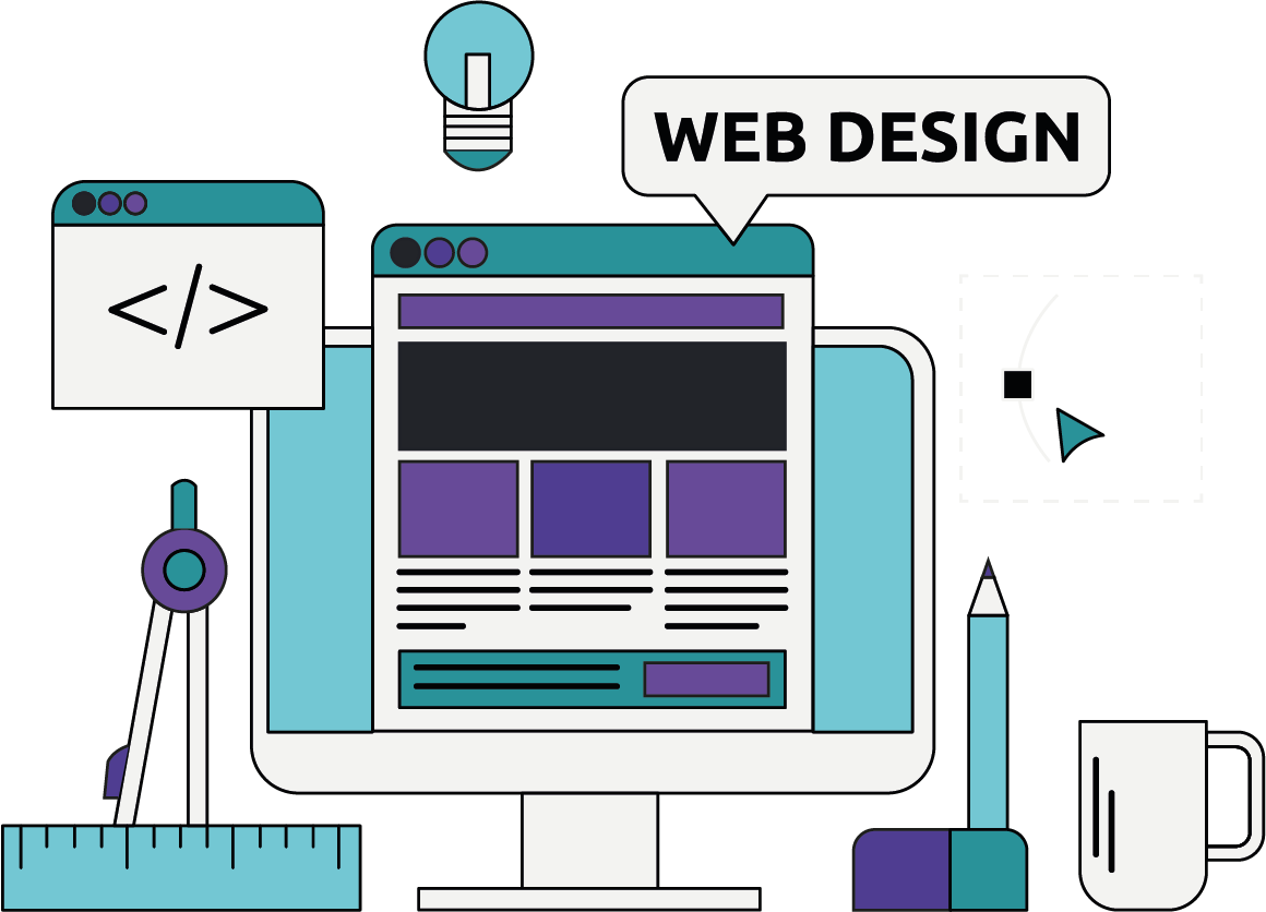 illustration d'ordinateur avec des outils de développeur web